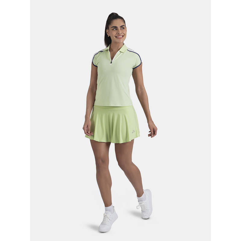 STRCH Green Solid Slim Fit Cap Sleeve Polo T-Shirt (L)
