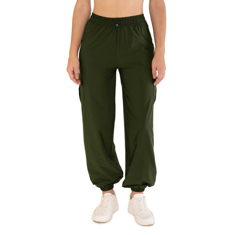 STRCH Green Solid Regular Fit Mid Rise Joggers (L)