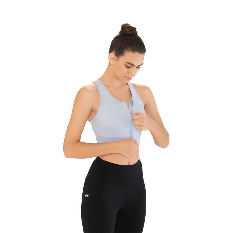 STRCH Blue Solid Slim Fit Sleeveless Sports Bra (2XL)