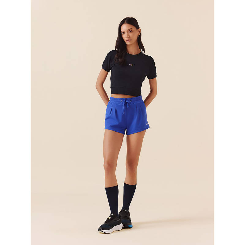 STRCH Jet Black Solid Regular Fit Half Sleeve Workout Top (XS)