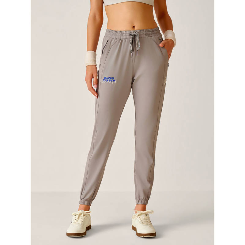 STRCH Grey Solid Nylon Regular Fit Mid Rise Joggers (L)