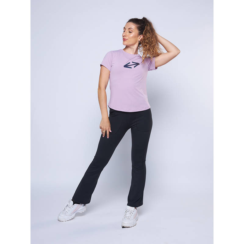 STRCH Printed Lavender Regular Fit Half Sleeve Round Neck T-Shirt (S)