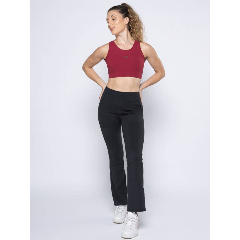 STRCH Black Solid Mid Rise Sports Trackpant (L)