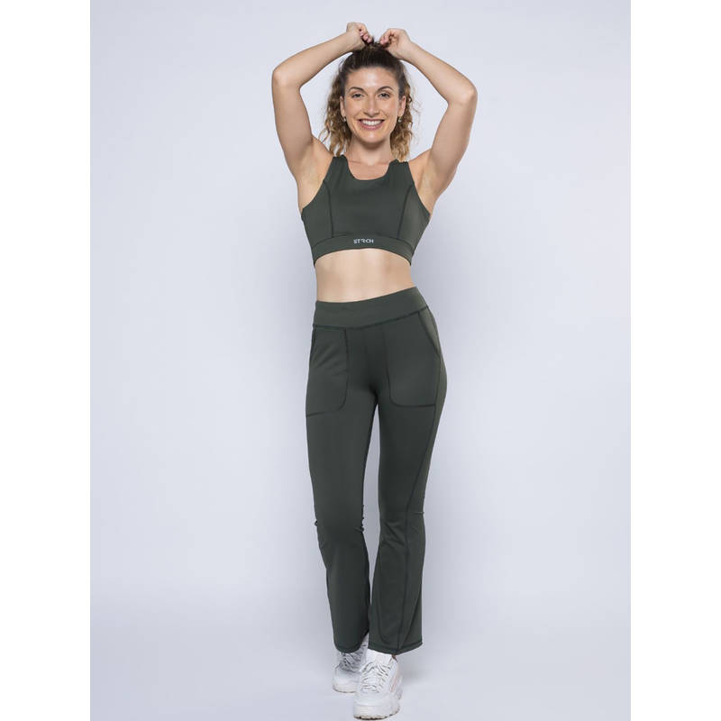 STRCH Green Solid Mid Rise Sports Trackpant (L)