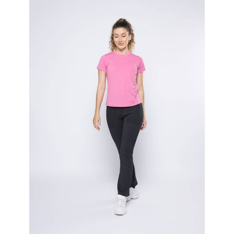 STRCH Solid Regular Fit Half Sleeve Round Neck Pink T-Shirt (S)
