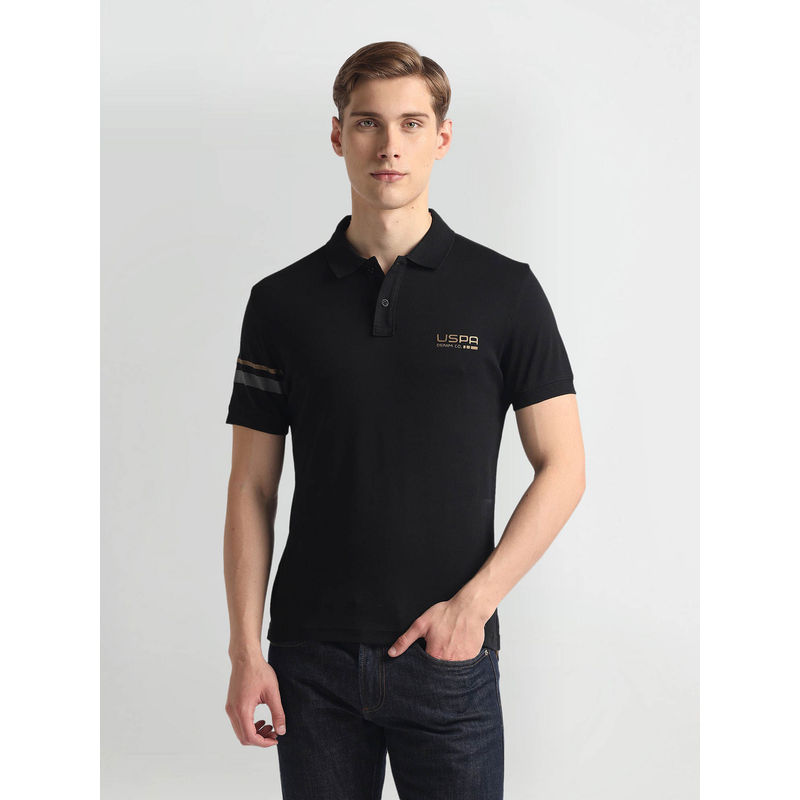 U.S. POLO ASSN. Ribbed Collar Solid Polo T-Shirt (S)