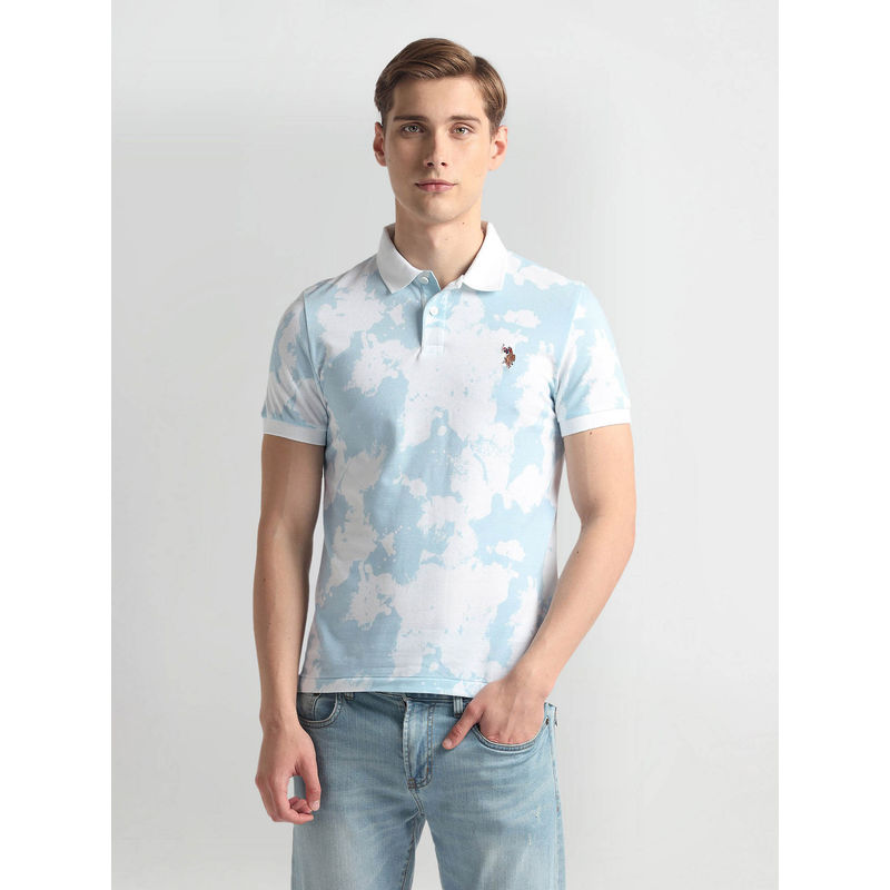 U.S. POLO ASSN. Ribbed Collar Abstract Print Polo T-Shirt (XL)