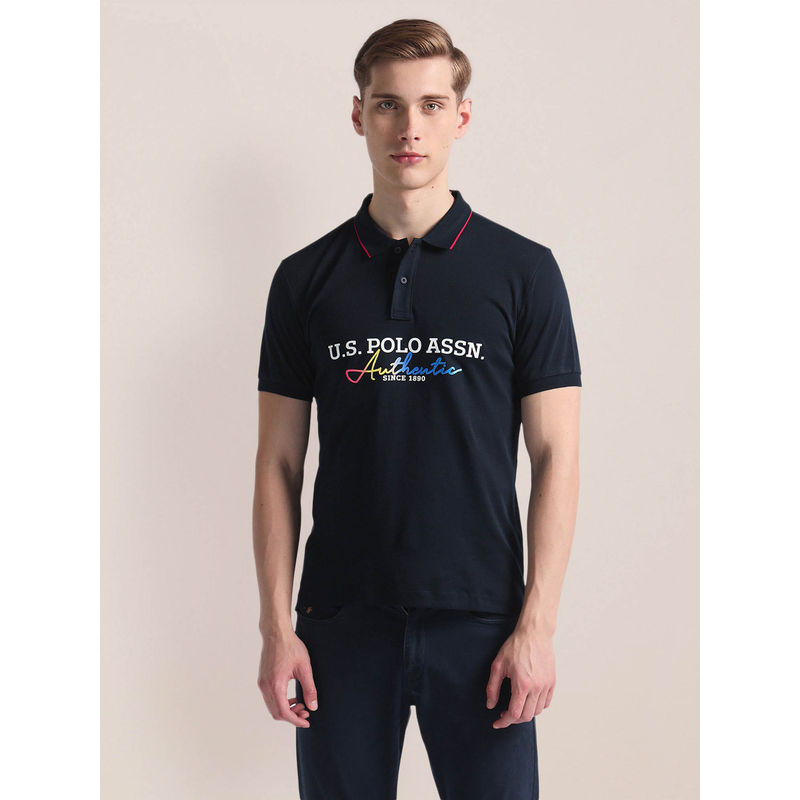 U.S. POLO ASSN. Tipped Collar Graphic Polo T-Shirt (M)