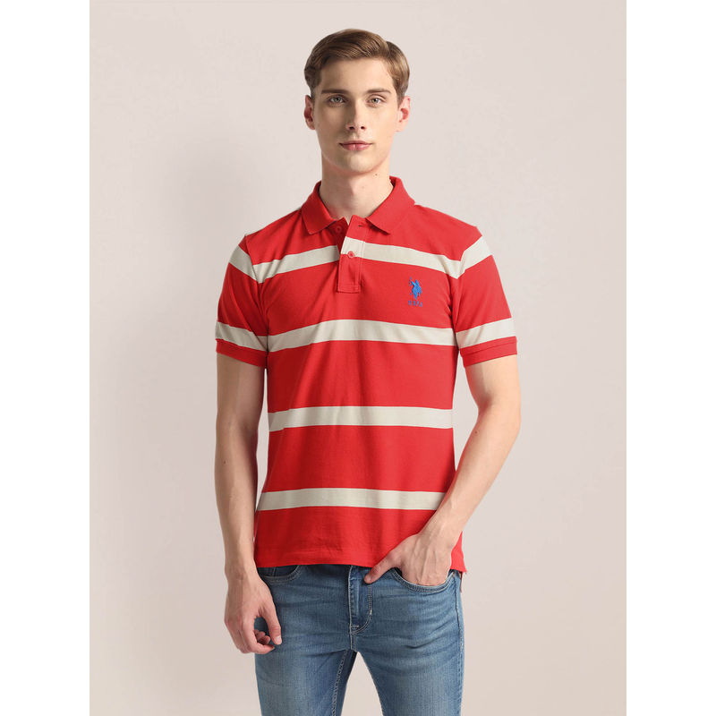 U.S. POLO ASSN. Horizontal Stripe Slim Polo T-Shirt (XL)