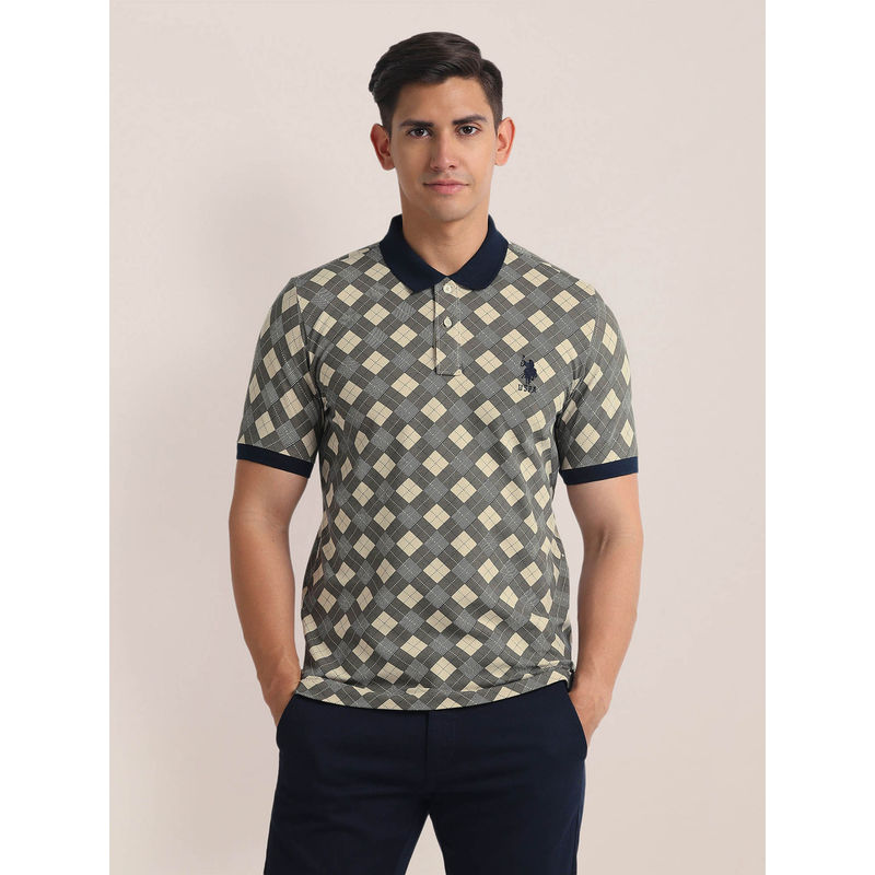 U.S. POLO ASSN. Slim Fit Printed Polo T-Shirt (M)