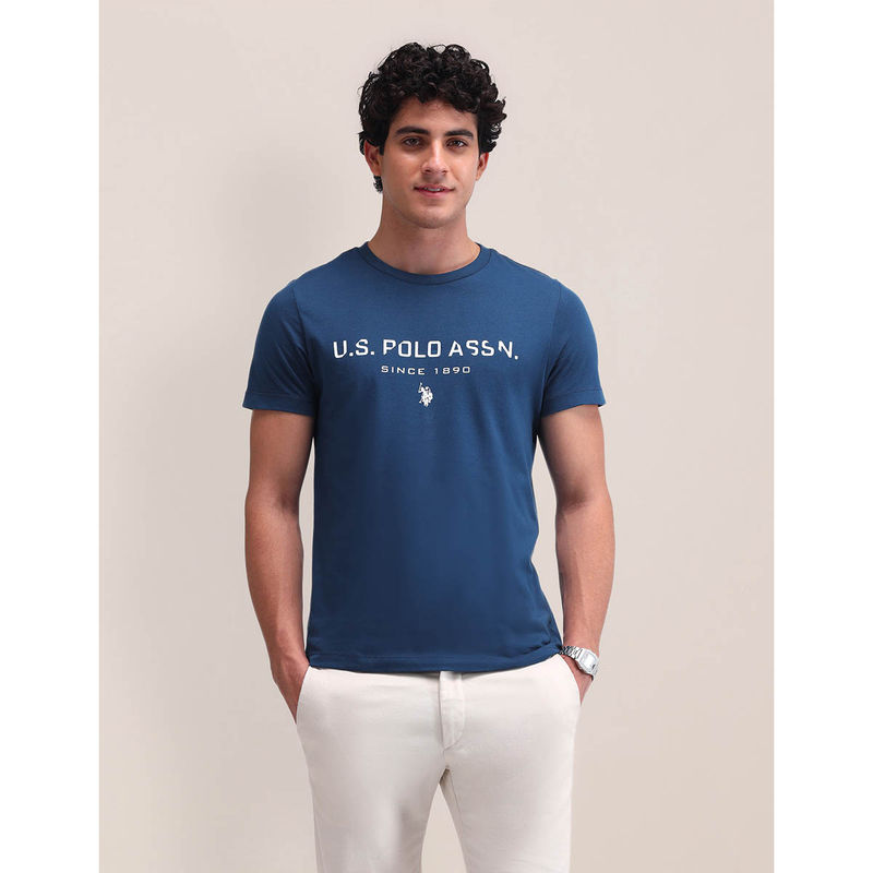 U.S. POLO ASSN. Mens Blue Solid T-Shirt (L)