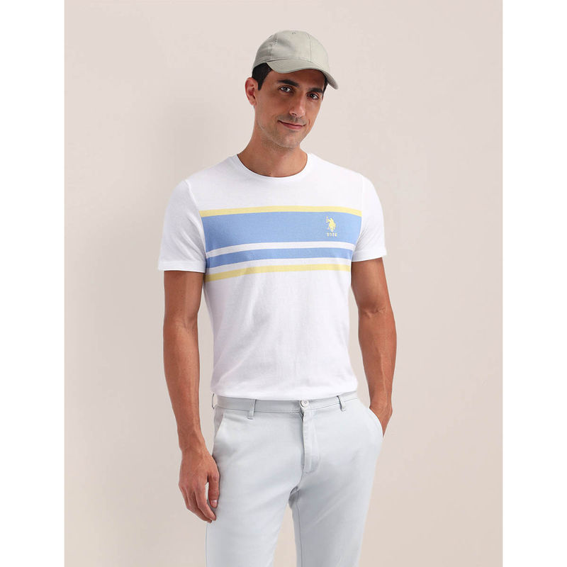 U.S. POLO ASSN. Mens White Colorblock T-Shirt (3XL)
