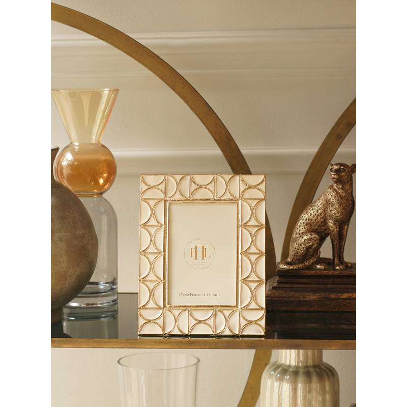 Pure Home + Living Beige Gold Plated Metal Photoframe (4x6 inch)