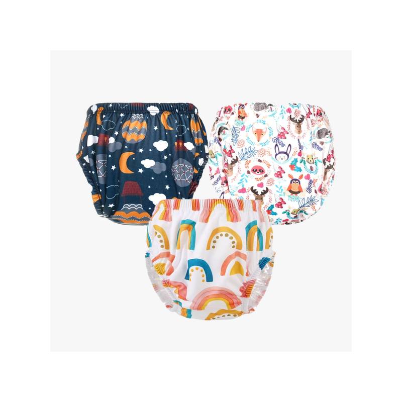 Chinmay Kids Npanty18 Baby Panty Boys and Girls Reusable Waterproof Printed Panty (Pack of 3) (L)