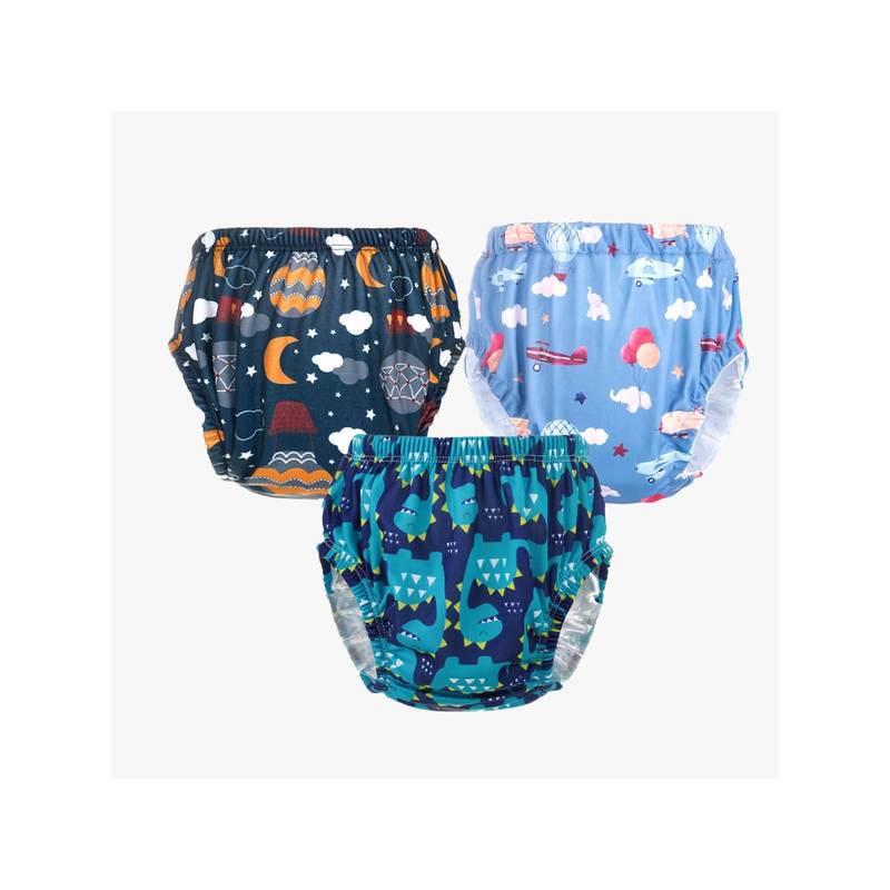 Chinmay Kids Npanty19 Baby Panty Boys and Girls Reusable Waterproof Printed Panty (Pack of 3) (L)