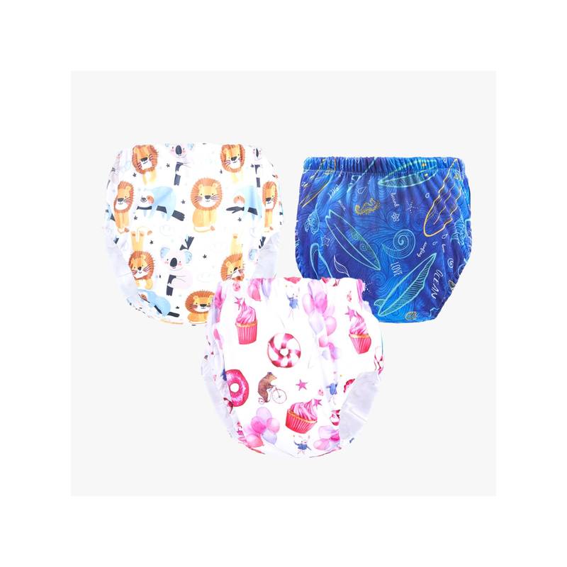 Chinmay Kids Npanty53 Baby Panty Boys and Girls Reusable Waterproof Printed Panty (Pack of 3) (L)