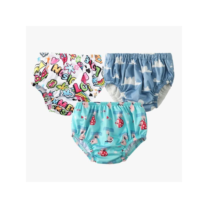 Chinmay Kids Npanty64 Baby Panty Boys and Girls Reusable Waterproof Printed Panty (Pack of 3) (L)