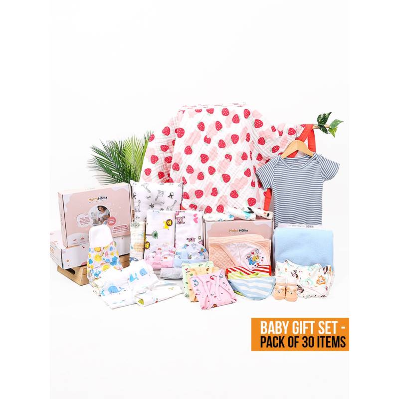 Buy Moms Home New Born Baby Organic Cotton Essentials Gift Set - 30 ...