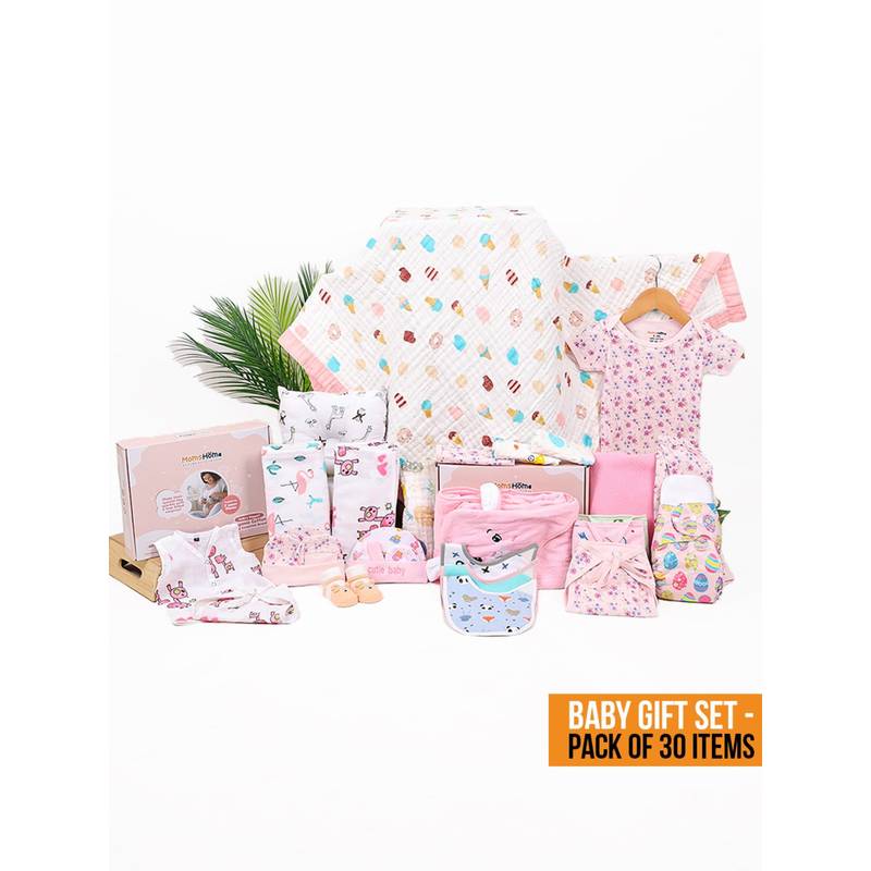 Buy Moms Home New Born Baby Organic Cotton Essentials Gift Set - 30 ...