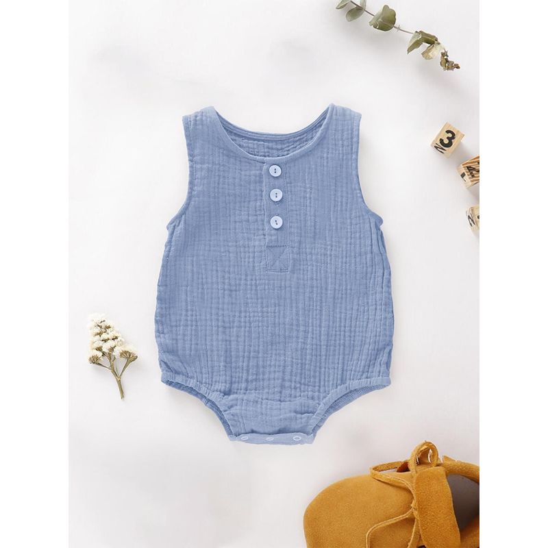 Moms Home Organic Cotton Baby Onesie Blue (0-3 Months) (0-3 Months)