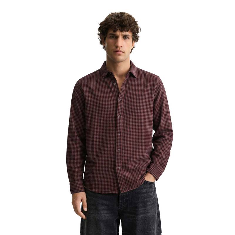The Indian Garage Co Men Maroon Slim Fit Cotton Shirt