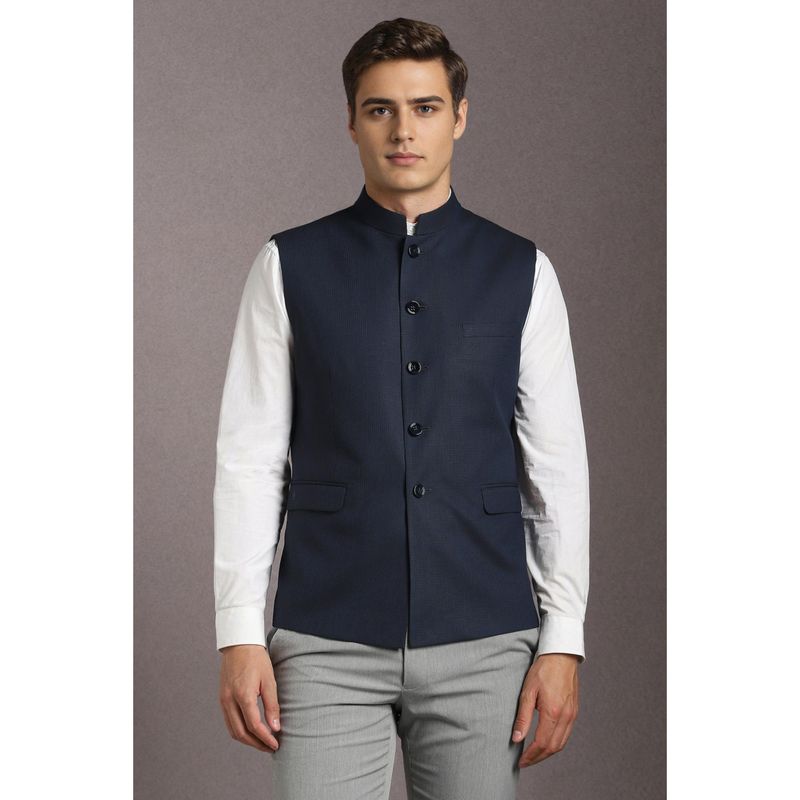 Louis Philippe Men Navy Nehru Jacket (36)