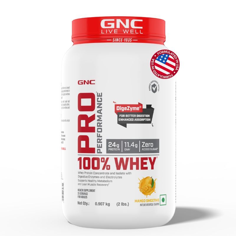 GNC Pro Performance 100% Whey Protein Powder- Mango Smoothie (2 lbs)