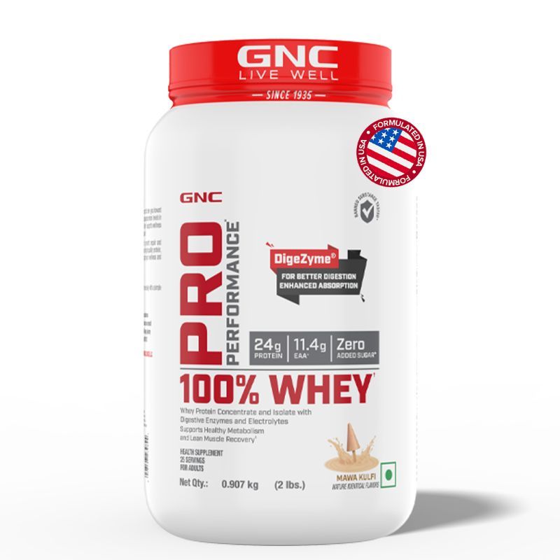 GNC Pro Performance 100% Whey Protein Powder- Mawa Kulfi (2 lbs)
