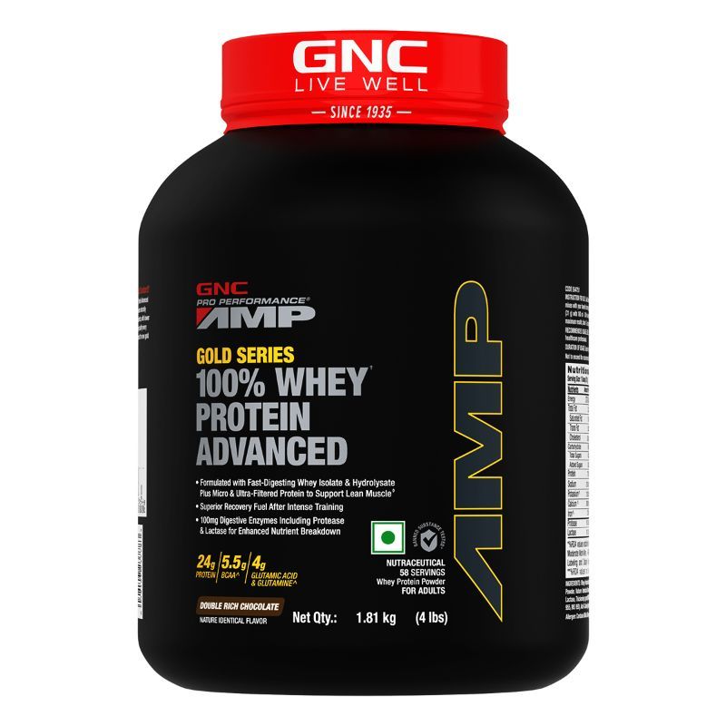 GNC Amp Gold Series 100% Whey Protein Advanced - Double Rich Chocolate (4 lbs)