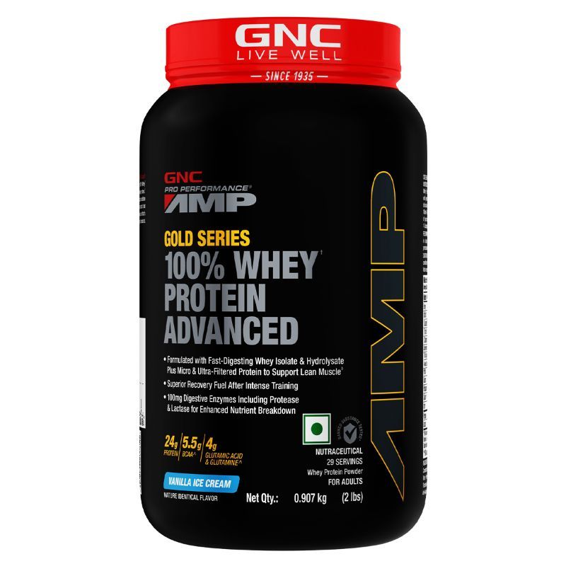GNC Amp Gold Series 100% Whey Protein Advanced - Vanilla Ice Cream (2 lbs)