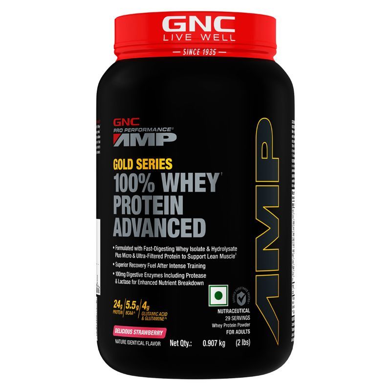 GNC Amp Gold Series 100% Whey Protein Advanced - Delicious Strawberry (2 lbs)