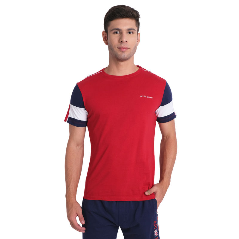 AM SWAN Mens Solid Samba Red T-Shirt (S)