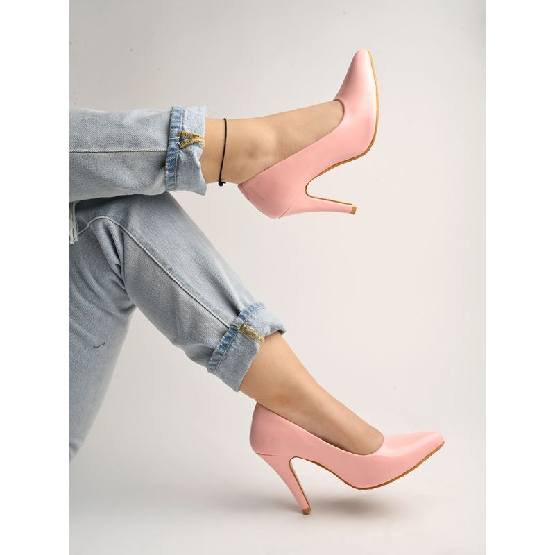 Shoetopia High Heels Solid Patent Pink Pumps for Women and Girls (EURO 39)
