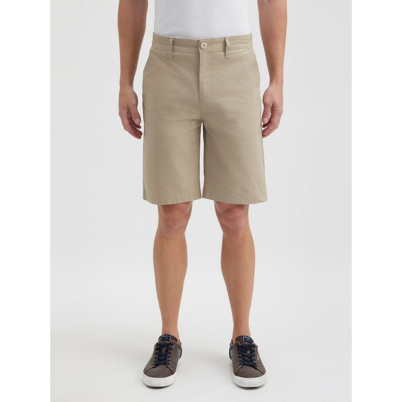 Pepe Jeans Men Beige Mid Rise Stretch Chino Shorts (34)