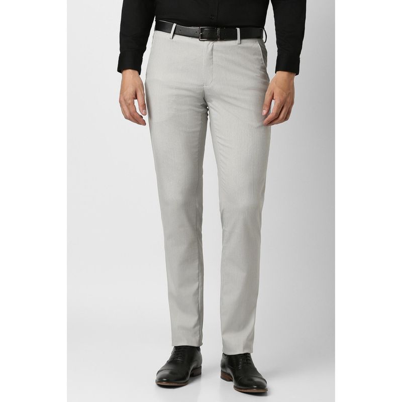 Peter England Men Grey Textured Formal Trousers (30)