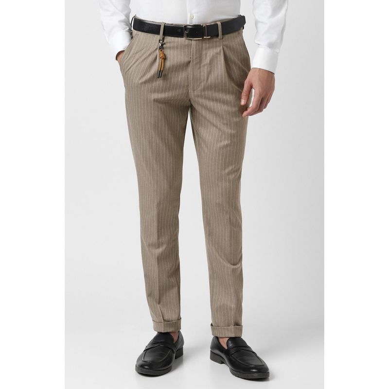 Van Heusen Men Beige Stripe Trousers (30)