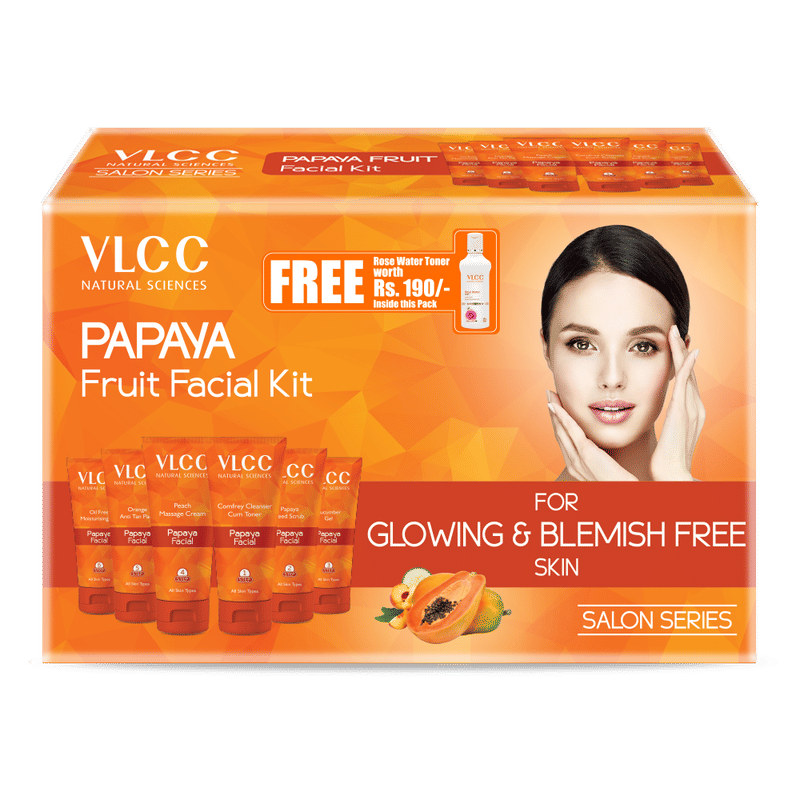 VLCC Papaya Fruit Facial Kit for Glowing and Blemish Free Skin + Free