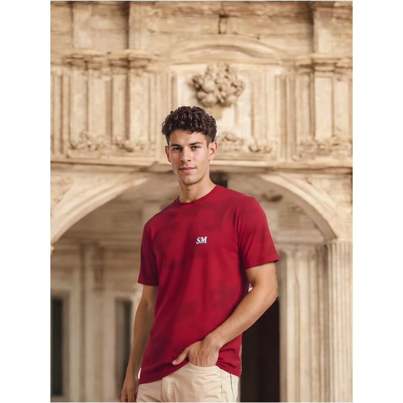 WOODLAND Red Solid T-Shirt (L)