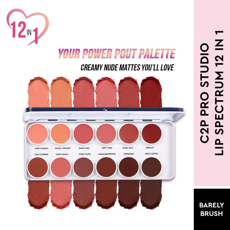 C2P Pro Studio Lip Spectrum 12 Color Cream Lipstick Palette for Women