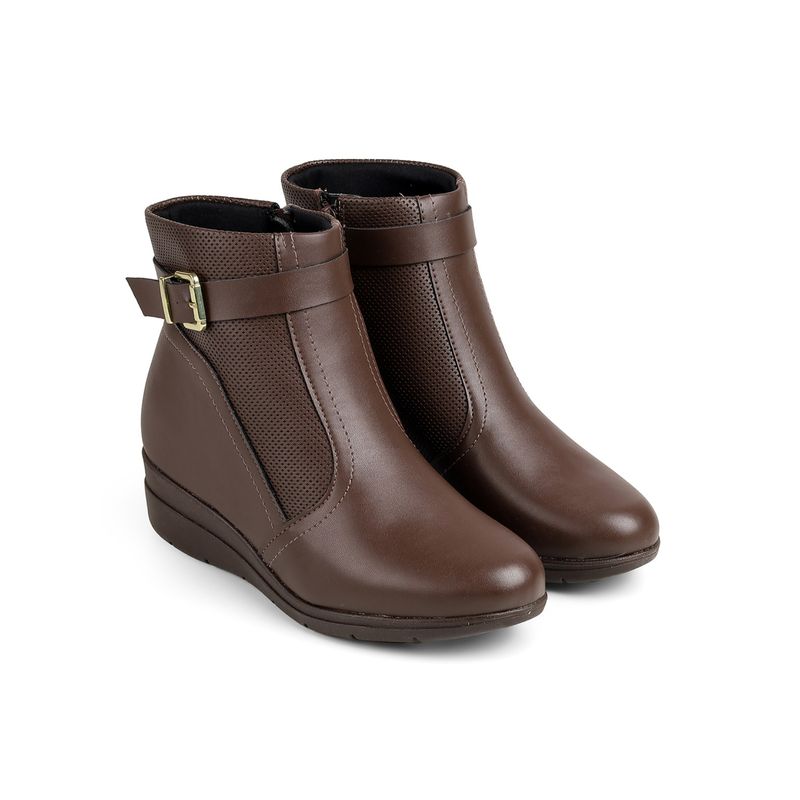 MODARE Women Brown Round Toe Casual Boots (EURO 36)