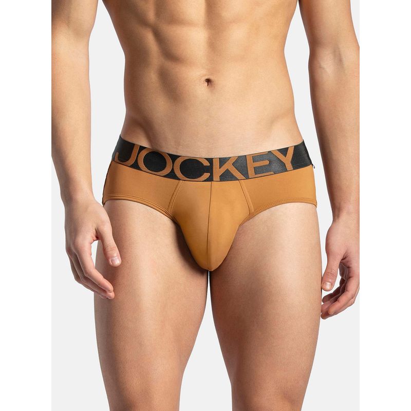 Jockey IC27 Men Tactel Microfiber Elastane Stretch Solid Brief - Brown Sugar (M)