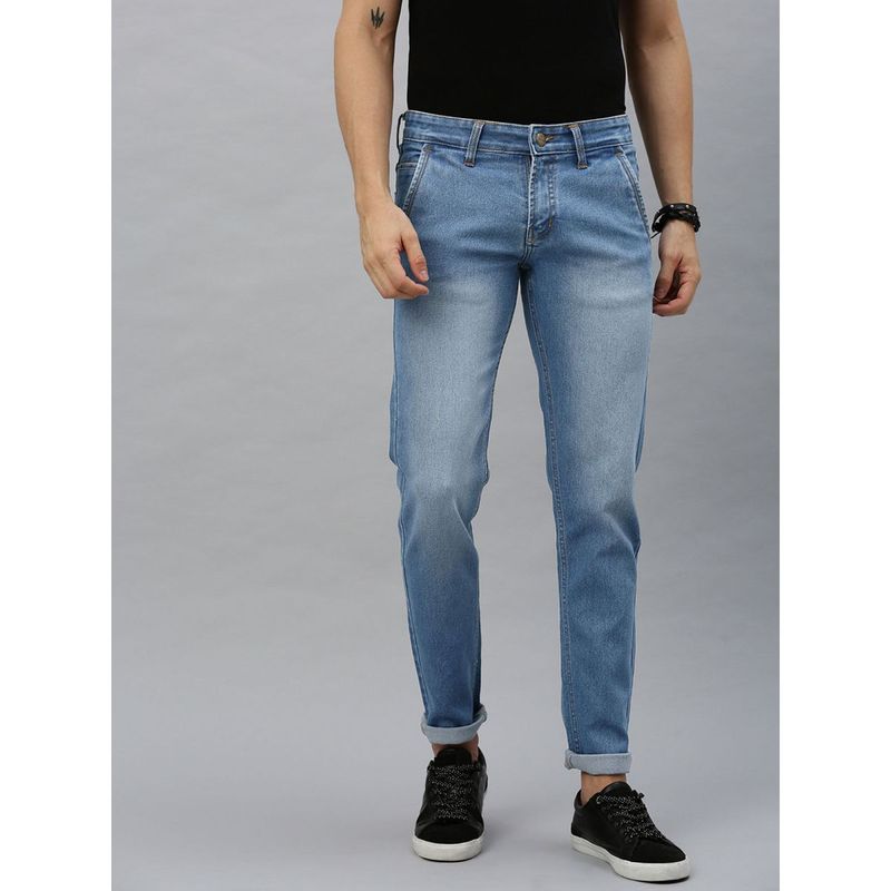 Urbano Fashion Men Light Blue Slim Fit Washed Jeans Stretchable (32)