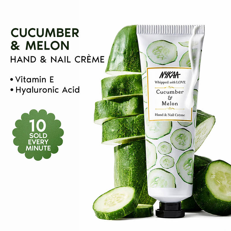 Nykaa Wanderlust Hand & Nail Cream - Cucumber & Melon | Cool Hydration Vitamin E & Hyaluronic Acid