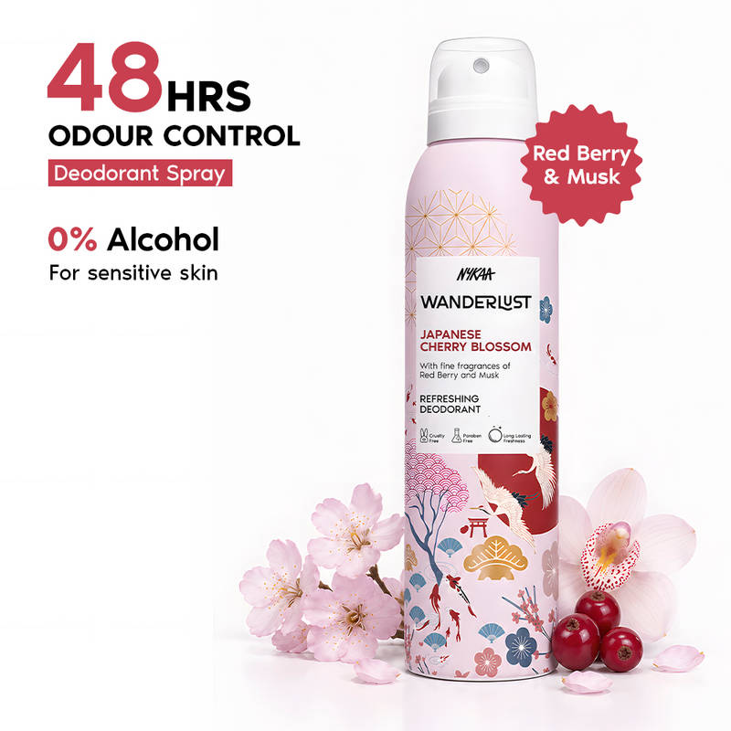 Nykaa Wanderlust Deodorant Spray for Women - Japanese Cherry Blossom | 48 Hours Floral Freshness