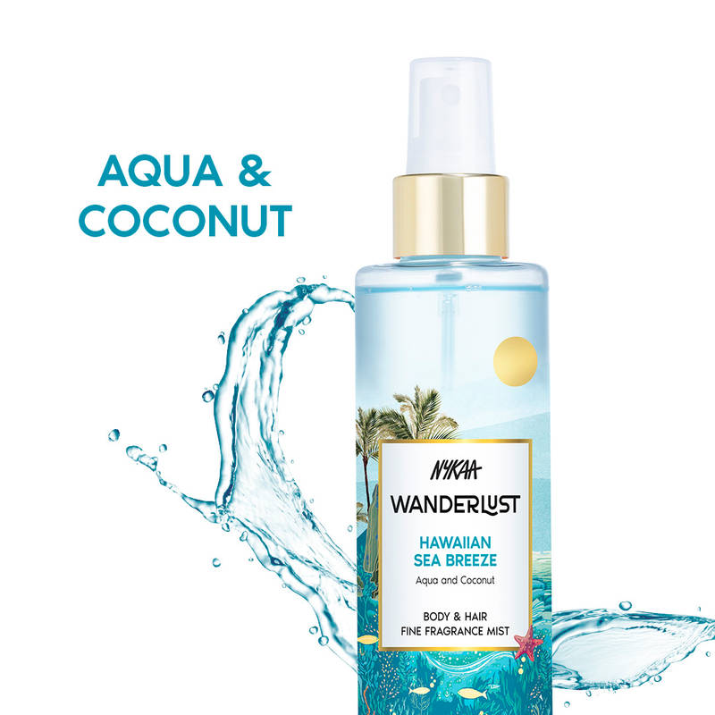 Nykaa Wanderlust Body & Hair Mist - Hawaiian Sea Breeze Long Lasting Perfume | Coconut & Aqua