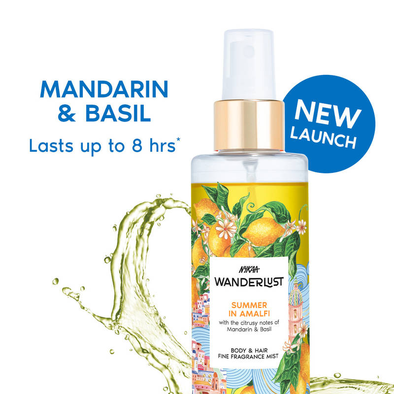 Nykaa Wanderlust Body & Hair Mist - Summer in Amalfi Long Lasting Perfume | Mandarin & Basil Scent