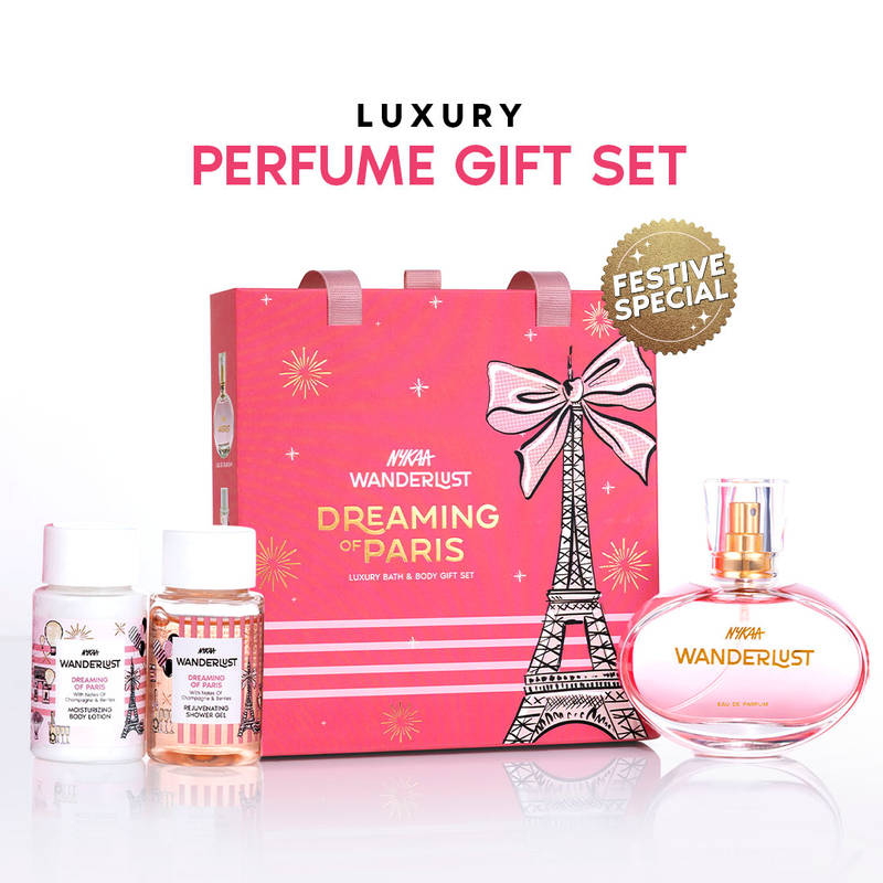 Nykaa Wanderlust Bath & Body Gift Set for Women - Dreaming of Paris | Shower Gel, Lotion, Mist