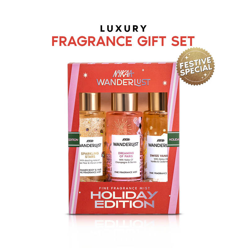 Nykaa Wanderlust Fine Fragrance Mist Gift Set for Women - Fruity, Floral, Vanilla - Set of 3