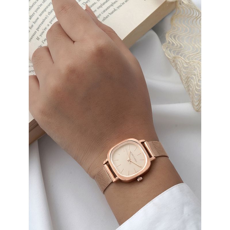 Joker & Witch Cinque Rose Gold Mesh Strap Watch