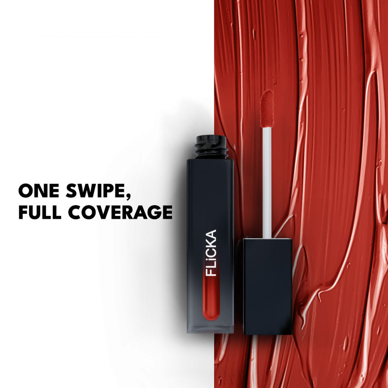 FLiCKA Set & Attack Liquid Lipstick Waterproof Easy Apply Intense Pigment - 10 Walnut Wonder
